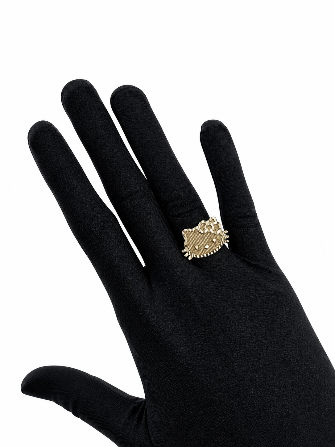 18k hello kitty face gold plated ring